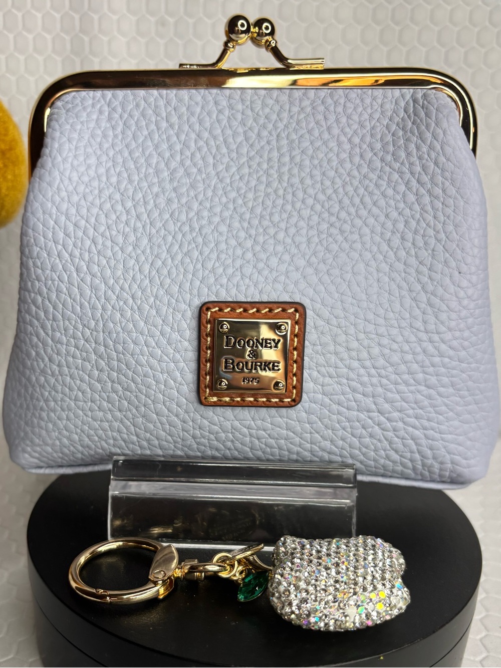 Dooney & Bourke Pebbled Leather Kiss-Lock Purse/Clutch and Charm NWT